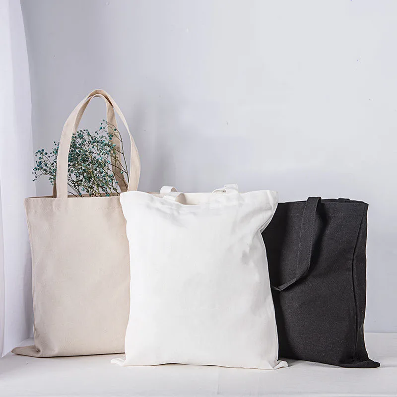 Wholesale Black White Blank Canvas Tote Bags Advertising Reusable Cotton Canvas Shopping Bag