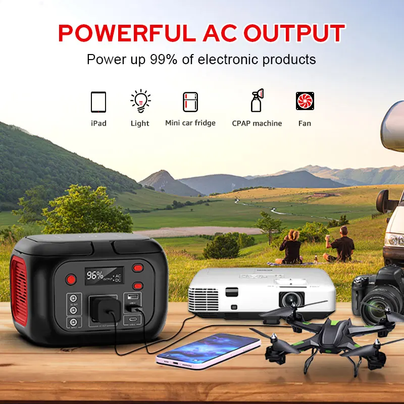 Portable Engergy with Lithium Battery Solar Generator inverter POWKEY 42000mAh 200W Solar Portable Power Station 110V/220V AC