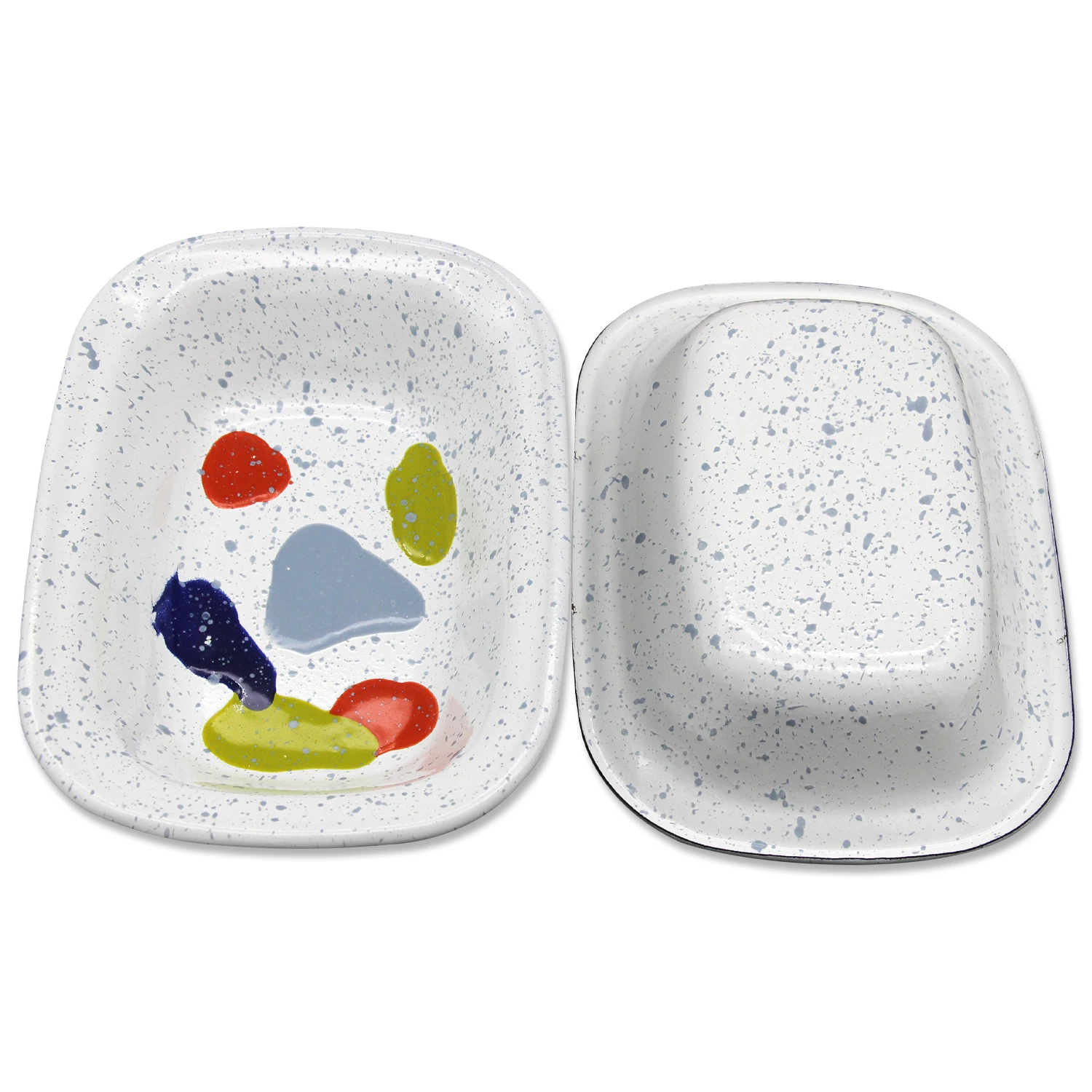 Cheap Shipping Wholesale Multiple Sizes Round 28Cm Table Ware Enamel Metal Plate Blue Enamel Pie Dish