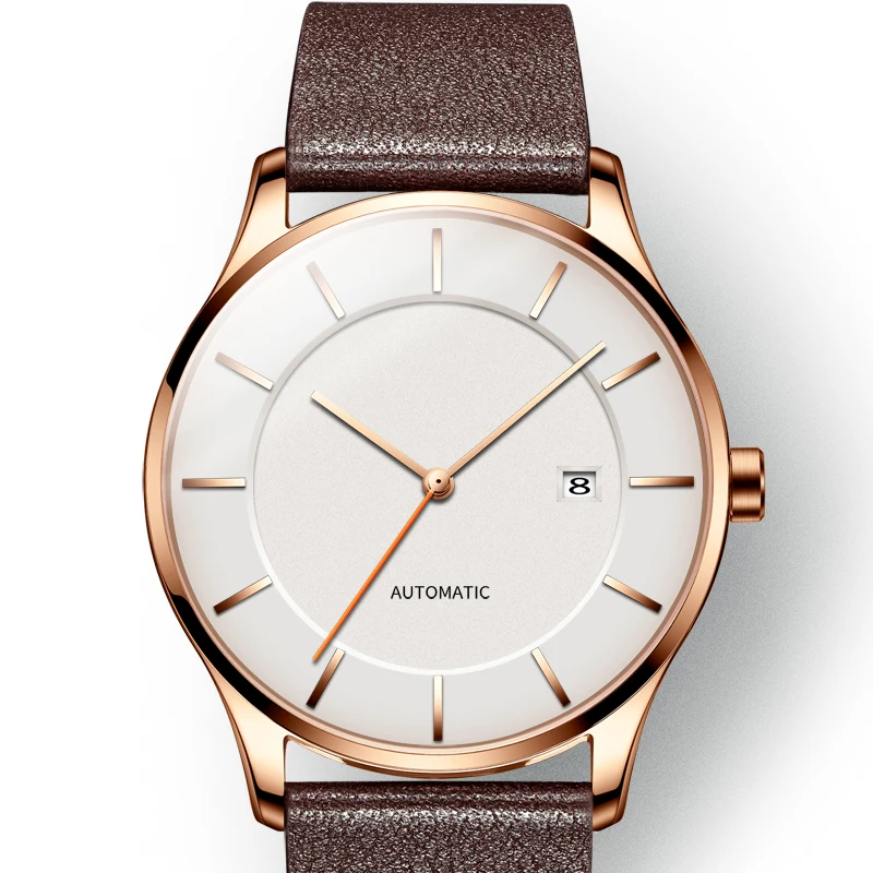 Popular stainless steel case calendar ultra-thin Miyota movement men waterproof mechanical wristwatch