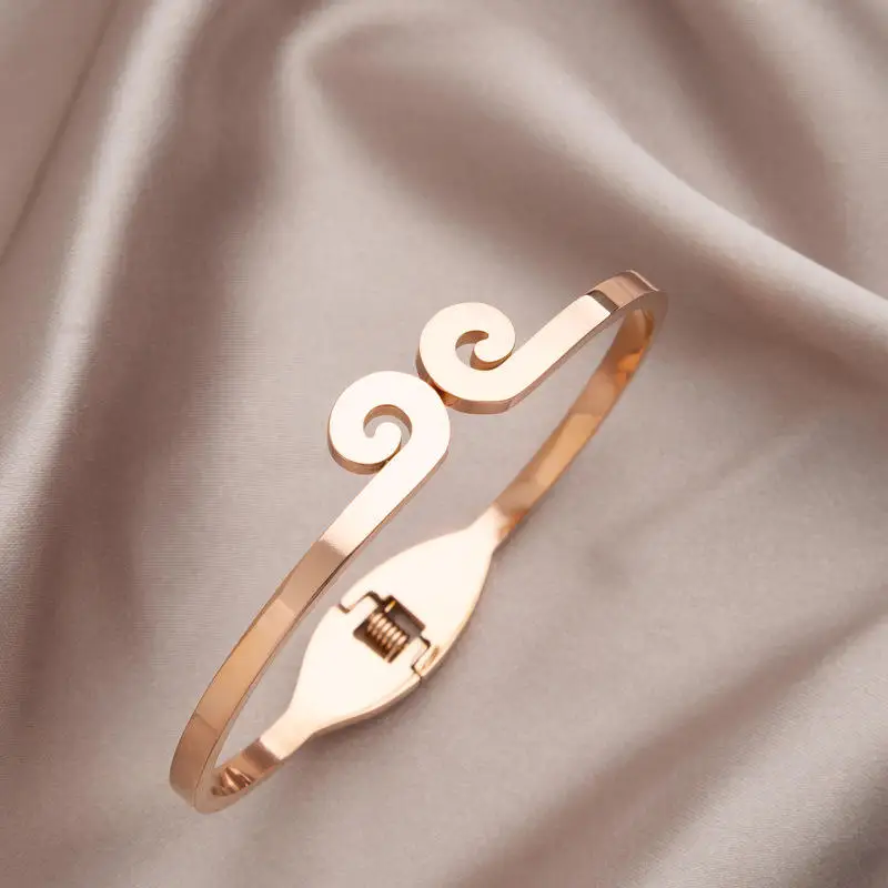 Original Design Stainless Steel Color Open Bangle 18K Gold Plated Rectangular Color Zircon Bracelet For Women Gift