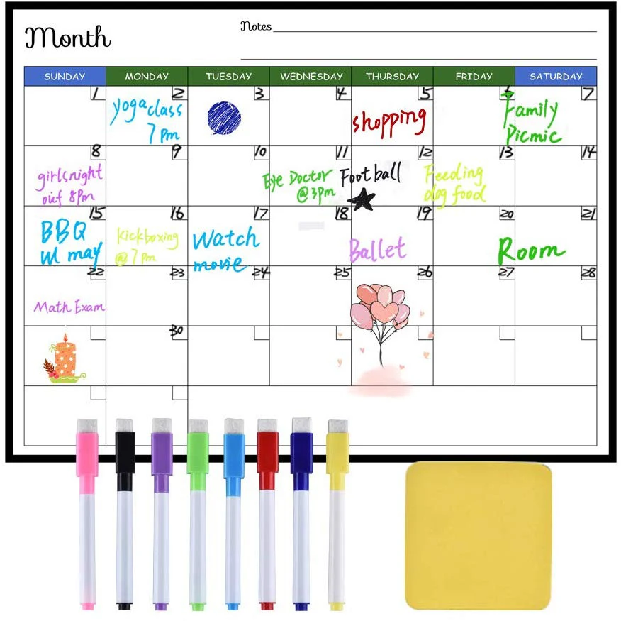 Custom weekly planner board Dry Erase Magnetic Calendar magnetic sheet whiteboard Planner home and kitchen weekly planner board