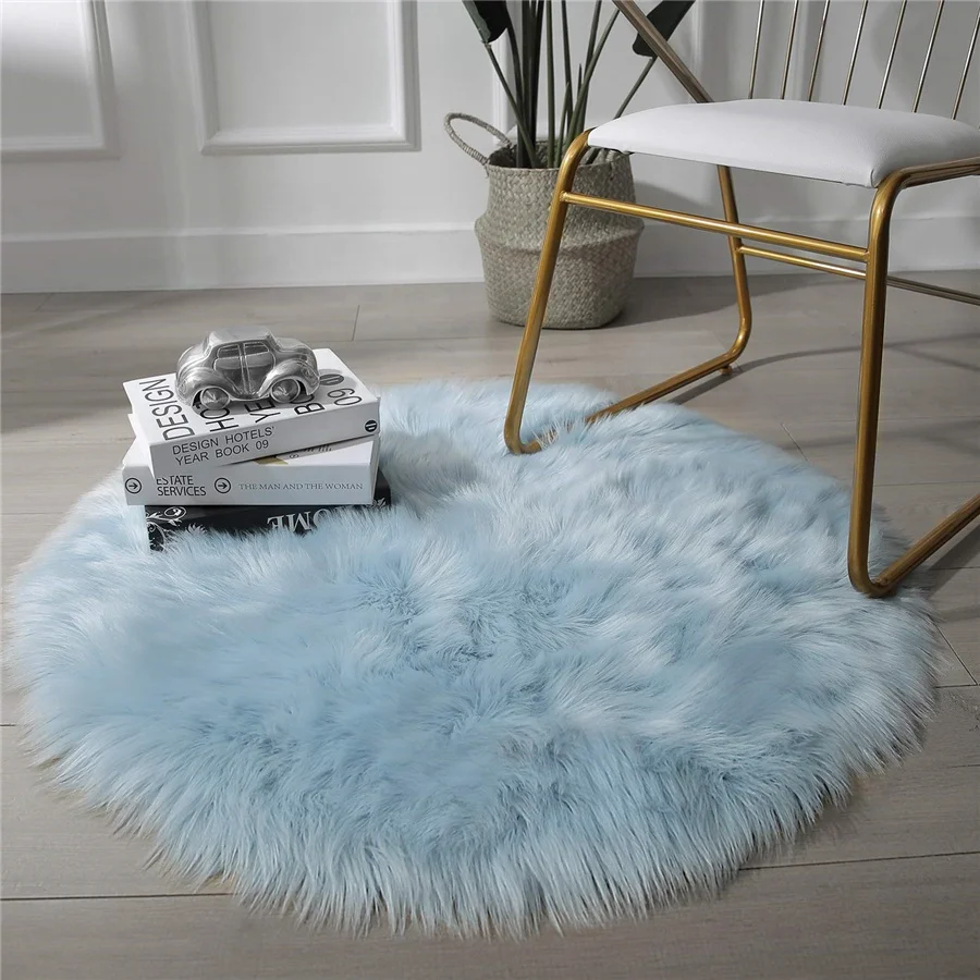 Fluffy  Rug Faux Carpet Mat Area And Floor  Sofa Carpets Plush Rabbit Luxury Soft 4 Mats 3M Rugs Fur  for Living Room  home