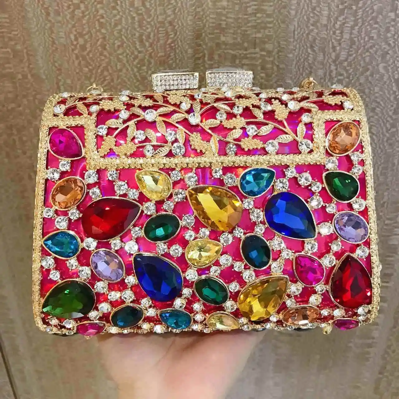 Evening Bag Wedding Party Handbags Purse Bridal Metal Clutch Floral Bag Women Crystal Diamond Rhinestone Clutches