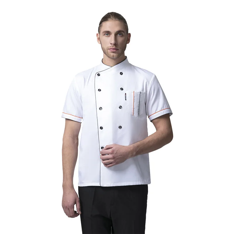 Unisex Restaurant Bar Outfit Hotel Chef Wait Staff Uniforms Short Sleeve Woven Polyester Tops Kitchen Application Housekeeper