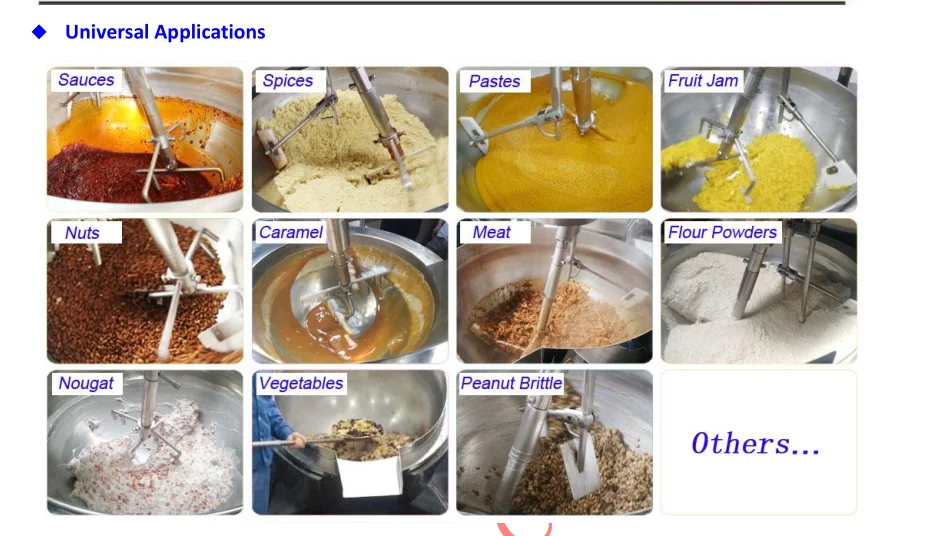 
steam cooking mixer machine Fast food steam industrial automatic sausage fried rice cooking machine for jam processing plant 