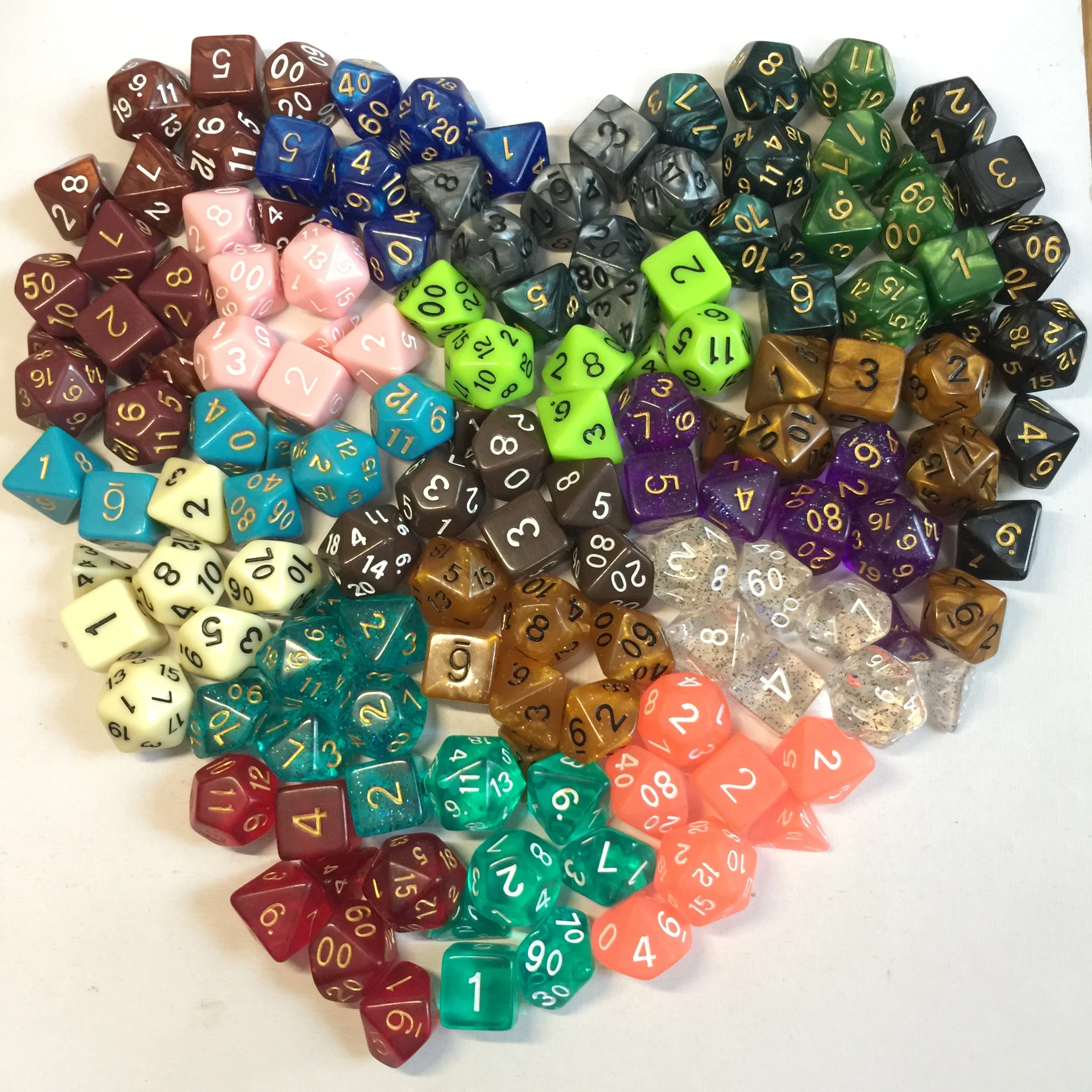 DND Plastic Glitter Rpg Plastic Glow in Dark Game Casino Dice D4 D6 D8 D10 D12 D20 Rpg Polyhedral Dice Set