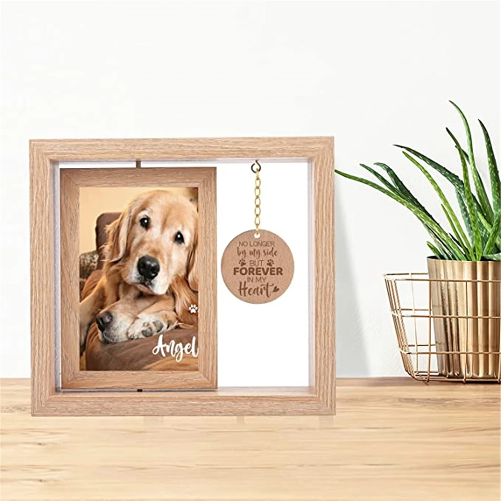 A Wooden Rotating Pet Memorial Picture Frame Gifts for Animal Lovers