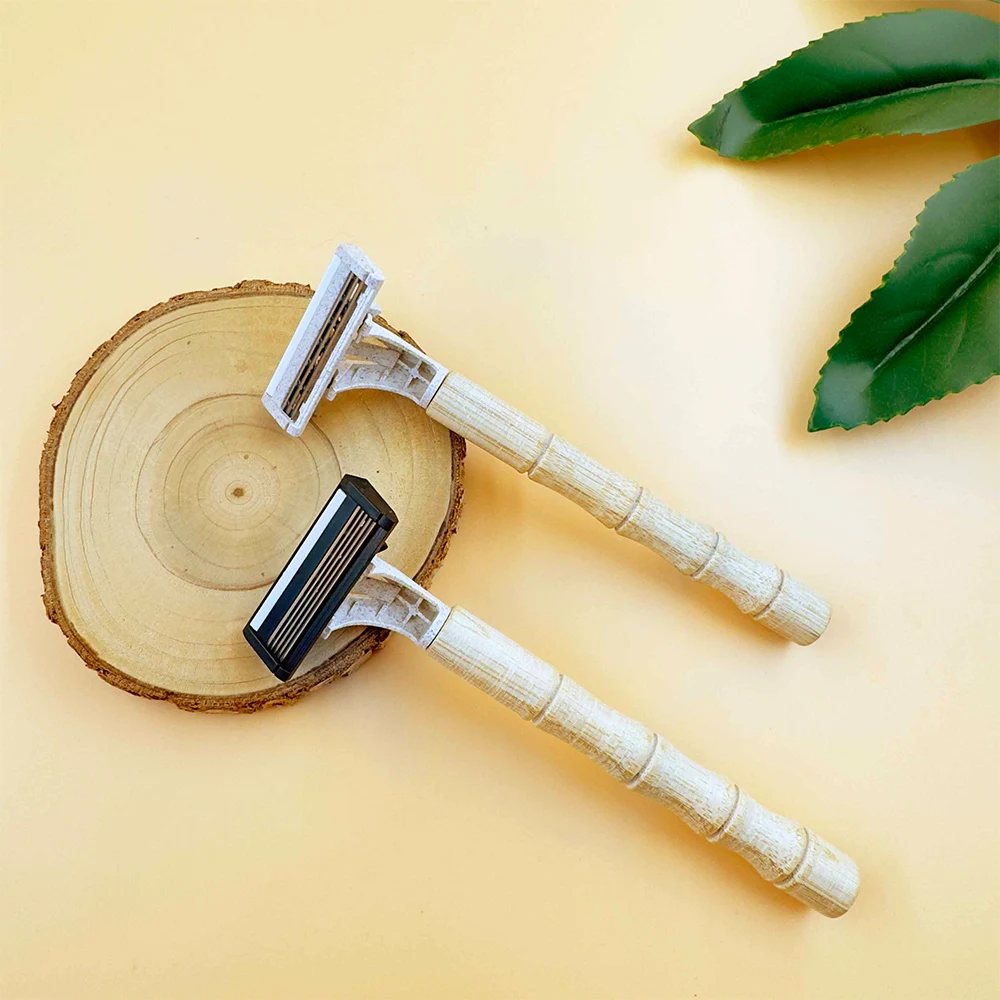 Eco Friendly Biodegradable Razor with Triple Blades Recycling Material Disposable Wheat Straw Blade Shaving Razor