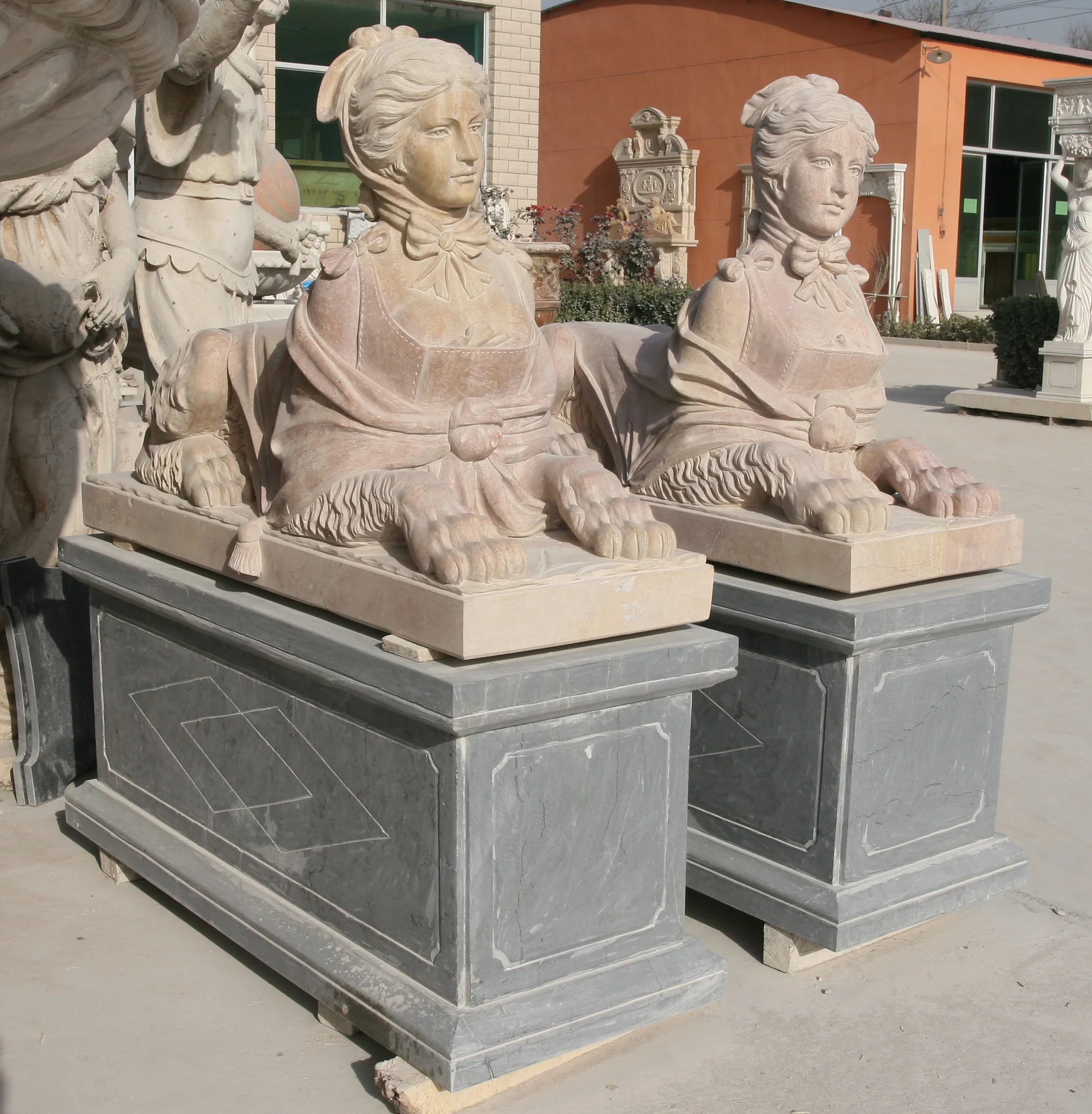 Egyptian Sphinx Statue for Garden Decoration Ancient Greek White Marble Statue