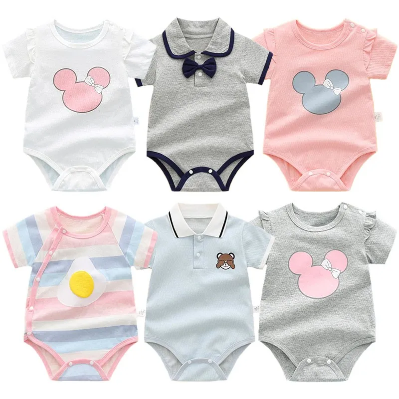 Cotton Baby Girls Body suits kyte Summer Cartoon Clothes For Boys Newborn Climbing Jumpsuits 0-24m Ins Baby Short Sleeve Infants