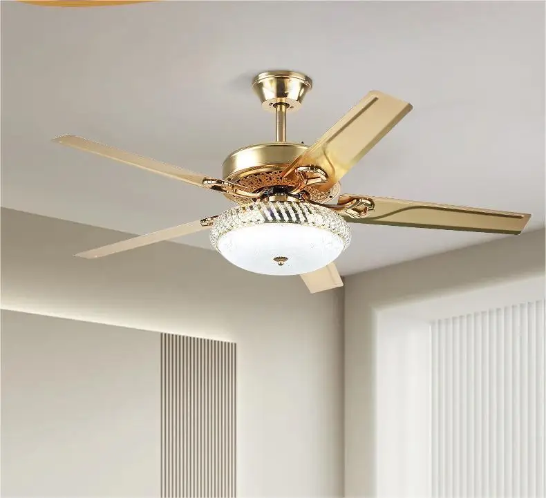 SENKAI European-style luxury fan light LED household dining room bedroom  large wind power ceiling fan light crystal