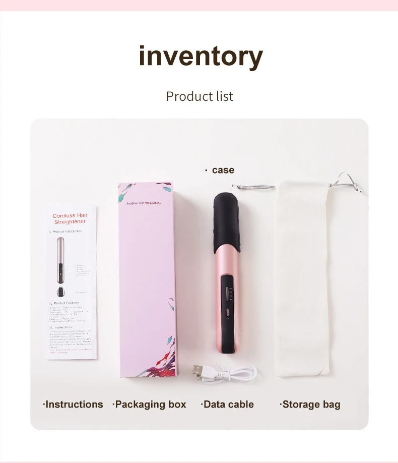 2 In 1 Private Label Portable Ceramic Flat Iron Cordless Hair Straightener Clips Mini Curly