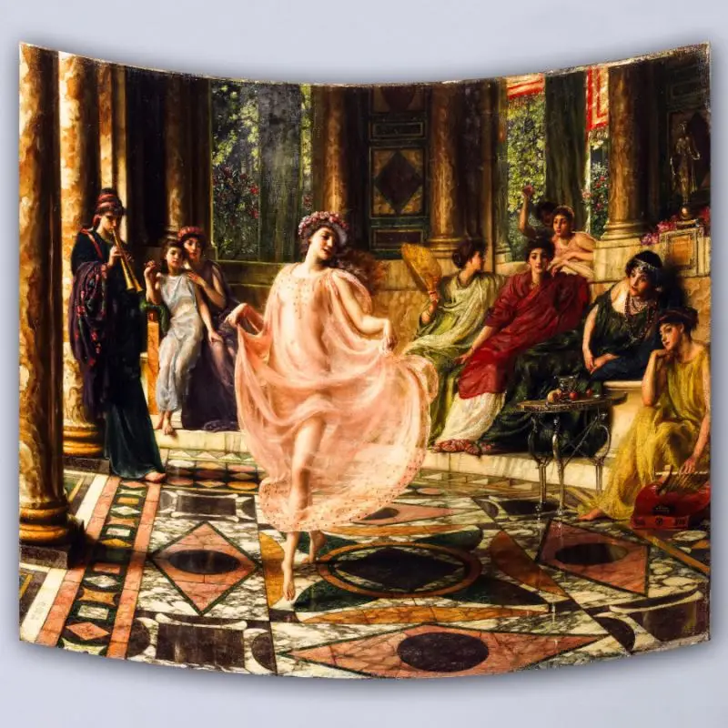
Custom Household High Digital Printing Retro Famous European Art Oil Painting Lady Beauty Wall Hanging Tapestry 