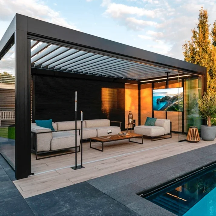 High Quality Customized Sizes Aluminium Pergola Aluminium Louver Roof Outdoor Garden Waterproof Aluminium Pergola