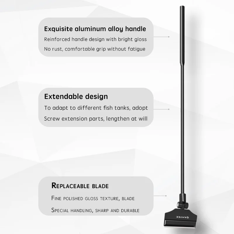 QANVEE Glass Aquarium Algae Scraper 10 Stainless Steel Blades Convenient Aquarium Cleaning Tools