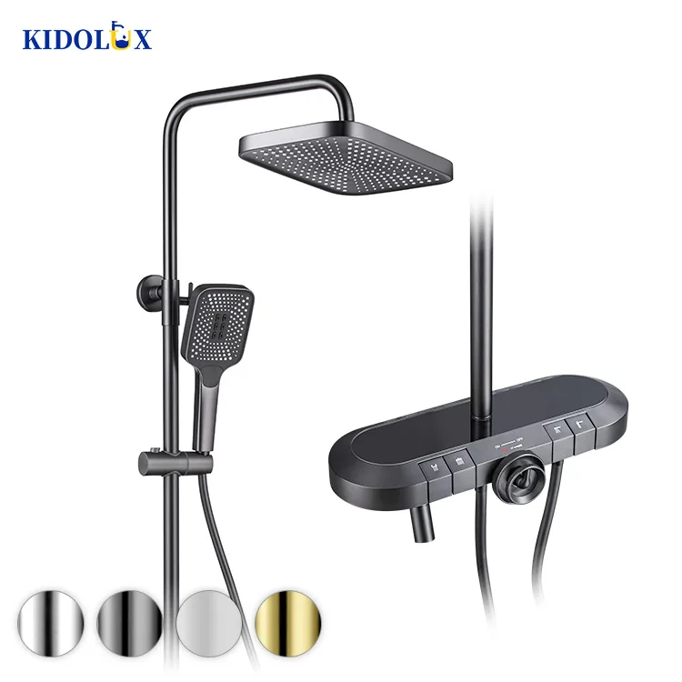 Stainless Steel Washroom Smart Bathroom Bath Faucets Rain Piano Key Shower Set System Shower Sets Mixer Taps Digital Display