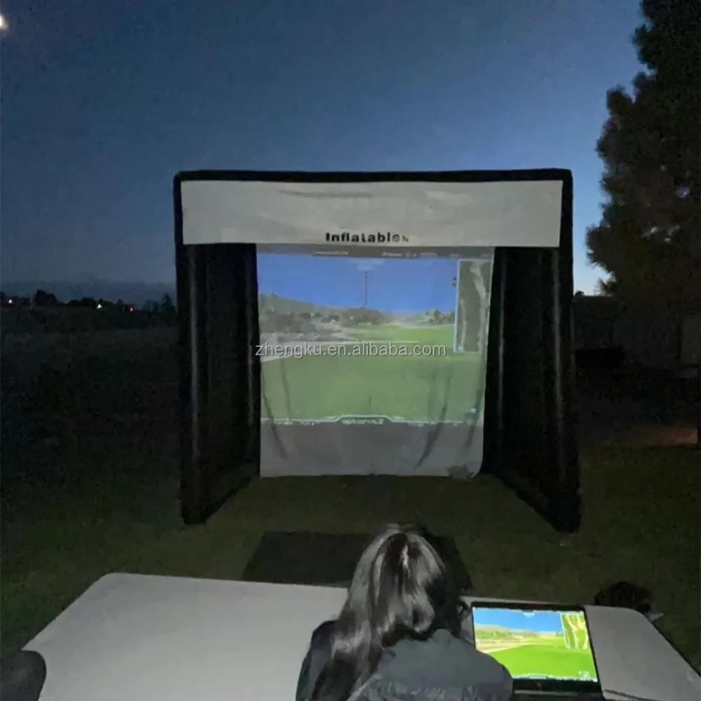 Custom Inflatable Golf Simulator Training Cage Tent Golf Simulator Enclosure with Projection Screen
