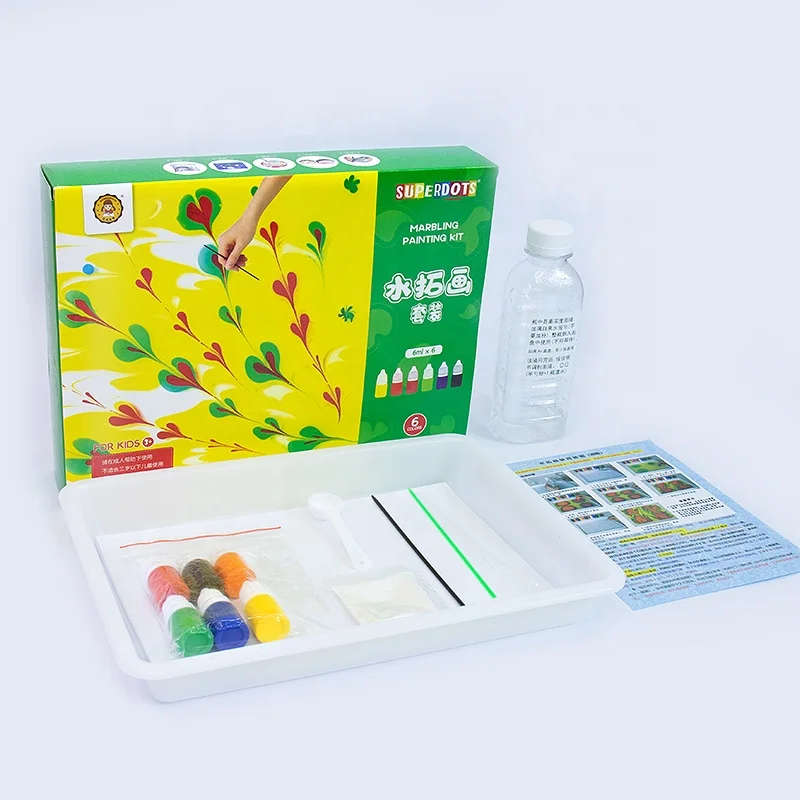 Magic Marbling Paint Art Kit 6 colors Kids DIY Water Coloring  Drawing Toys Stationery Gift Non-toxic magical water painting