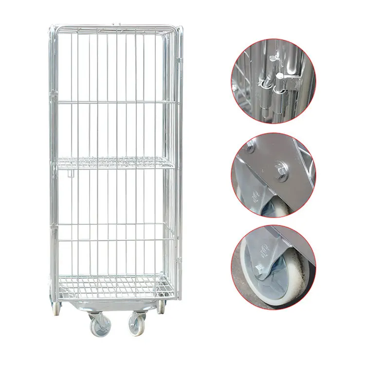 Laundry supermarket transport durable folding mesh trolley with oem service