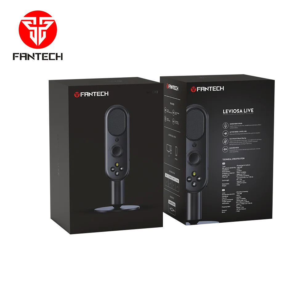 Fantech MCX02 Levisoa Live Custom Logo Professional Streaming RGB Condenser USB Microphone