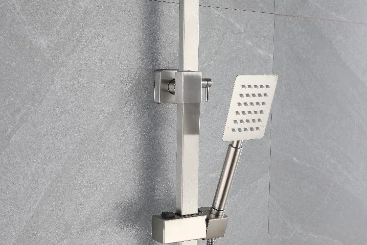 SUS 304 Stainless Steel Bathroom Square Shower Head and water tap sets for bathroom with easy square modern switch control