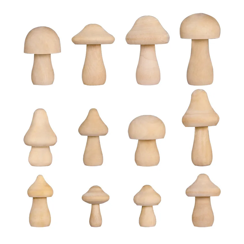 Unfinished wood Mushroom Various Sizes  Wooden Mushroom Craft  customizable DIY mini wooden  set