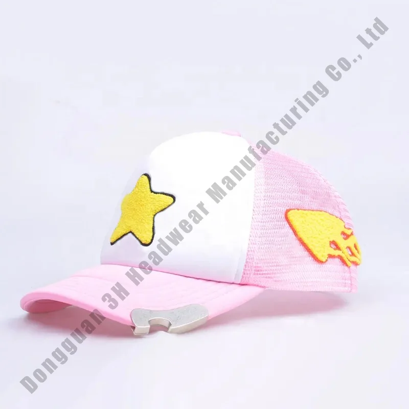 5 Panel Foam Trucker Cap Custom Embroidery Logo Baseball Cap With Bottle Opener Hats