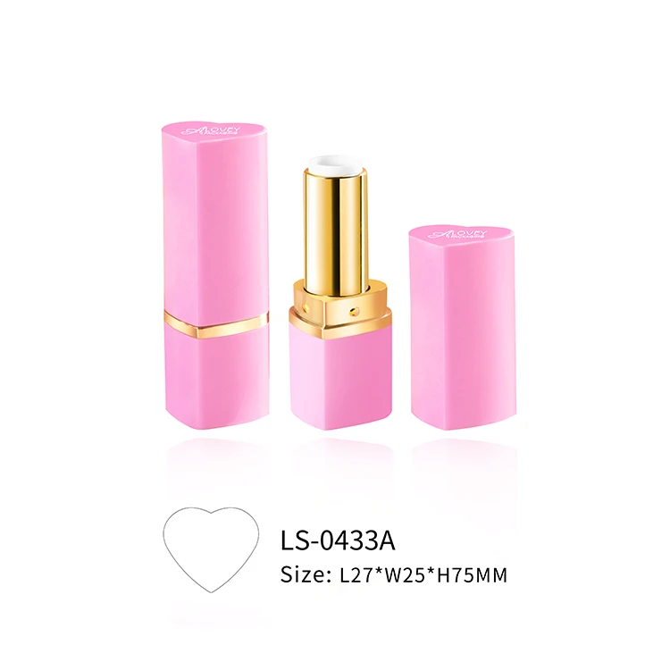 China wholesale shiny heart shape custom pink lipstick packaging