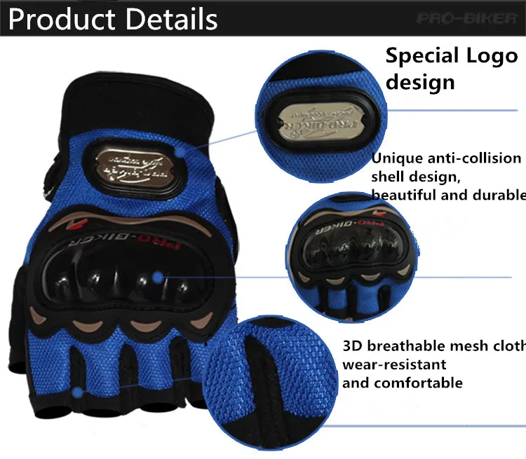 Half Finger Leather Gloves Motorcycle Bike Cycling Racing Gloves for Men Women