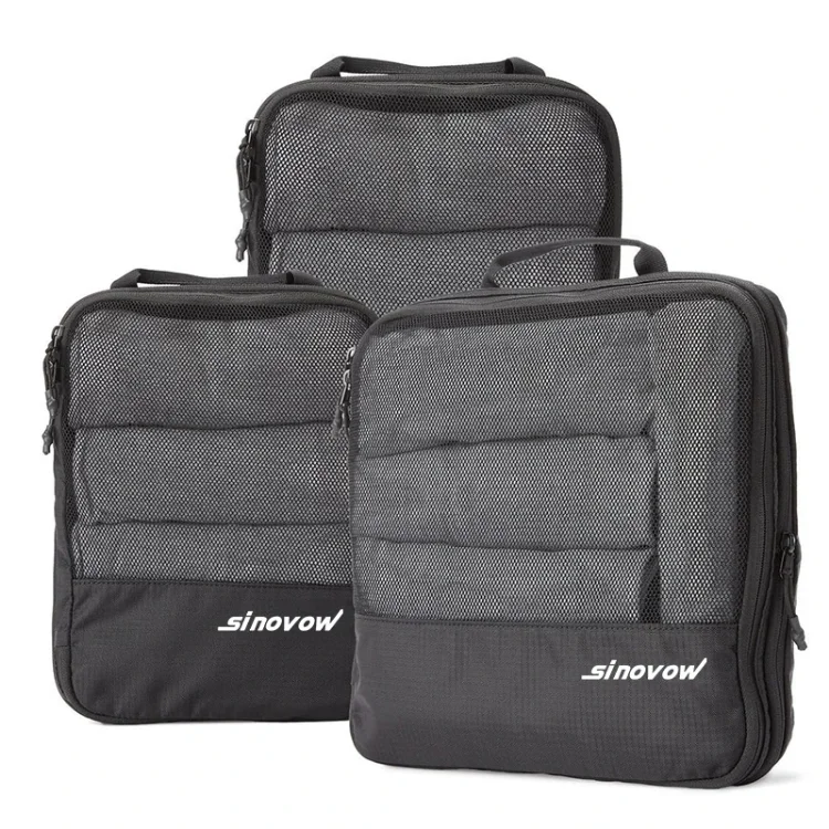 3 Set Nylon Compression Packing Cubes Waterproof Travel Accessories Expandable Packing Organizers Compressed Pouches Storage