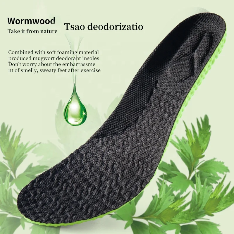 Upgrade Shock Absorption Insole Green PU Memory Foam Breathable Arch Support Orthopedic Shoes Pad Sport Feet Care Insole