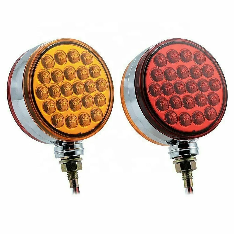 12V 24V 48LED Round Turn Signal Marker Lights For Car Trucks Trailers Lorry Tractors Double Side Indicator Safety Warning Light