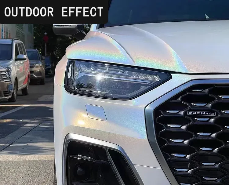 Hot car Laser Chameleon Film Laser Rainbow White Change car white packaging vinyl protective film 1.52*18 meters