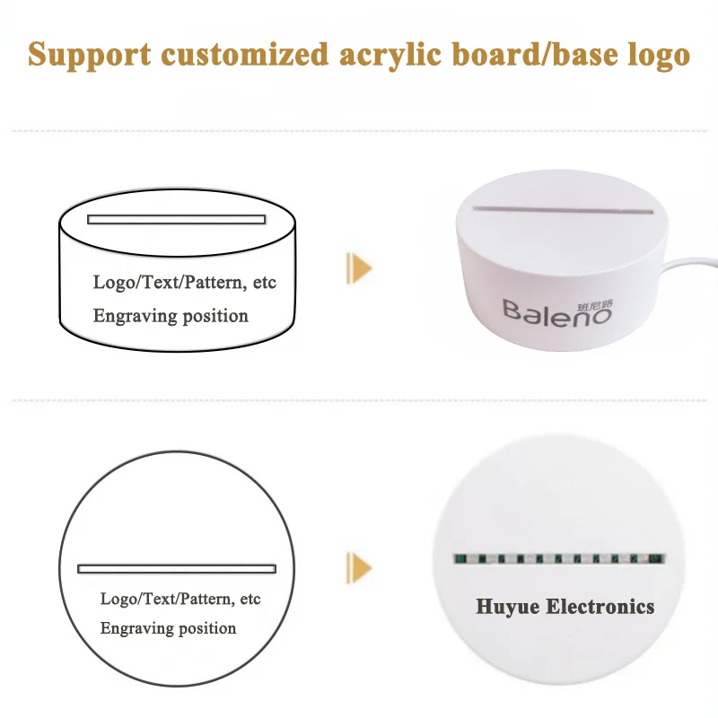 Wholesale Of New Materials China Factory Price 3D ABS touch control Led Night Light Lamp Base 7-color white and black base