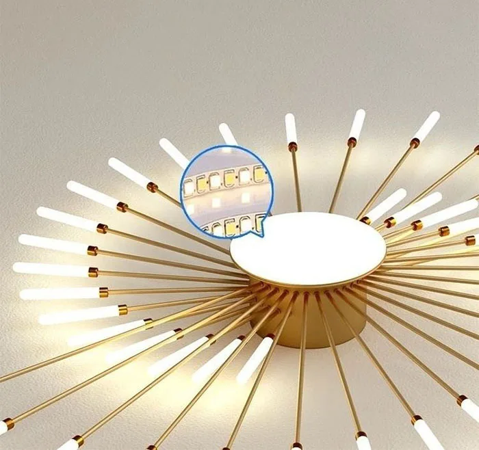 Led Multi-Head Custom  Fireworks Chandeliers For Living Room Bedroom Black Golden Led Ceiling Pendant Lights