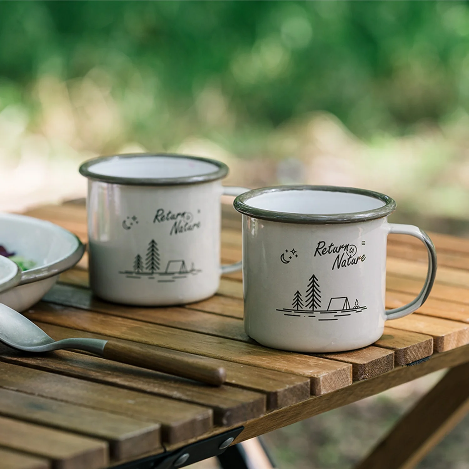 Naturehike outdoor camping picnic Enamel tableware printing enamel metal cup mugs bowls dish plates