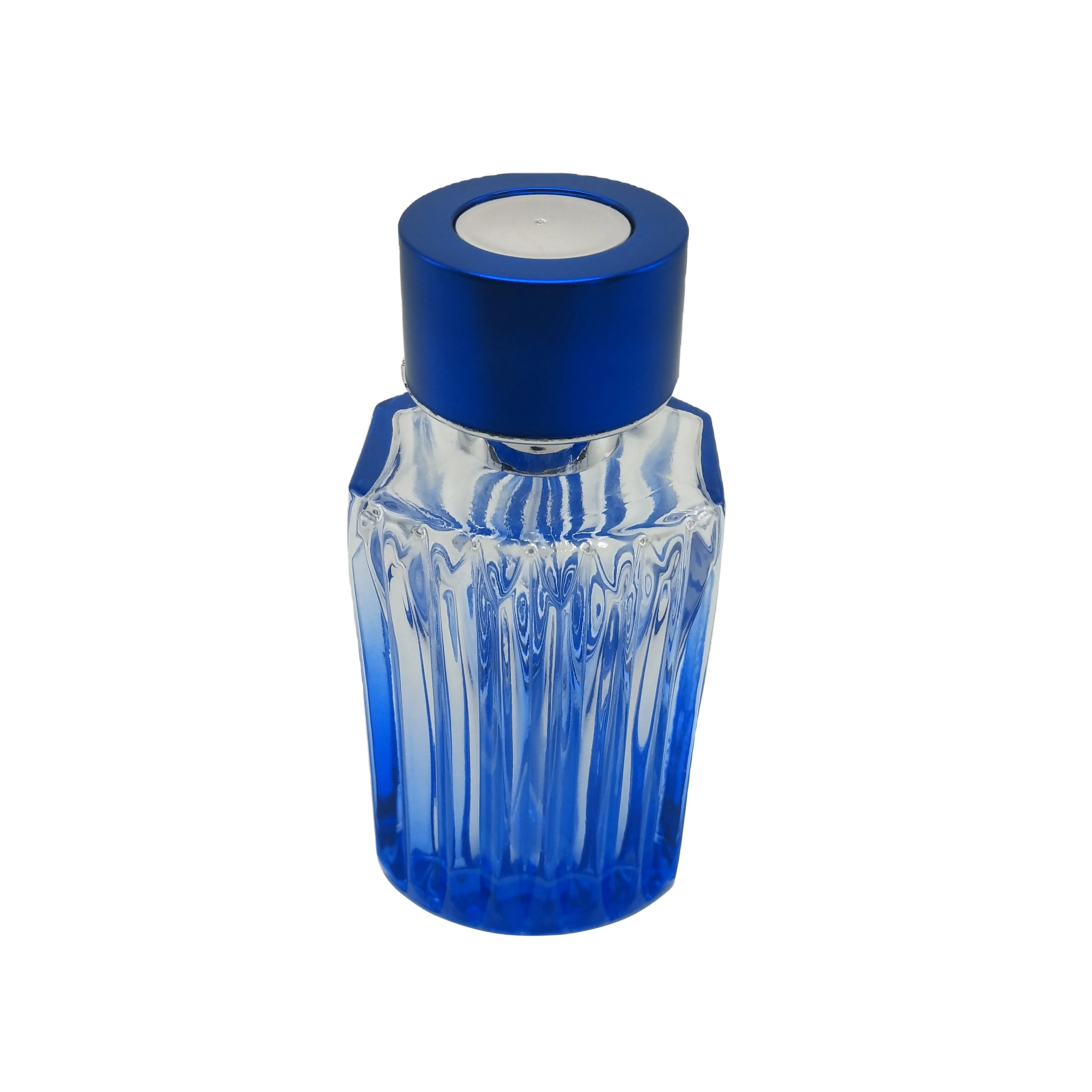 Wholesale 100 ml blue glass empty in stock perfume bottle black for fragrance