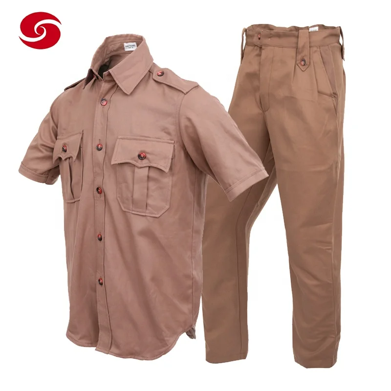 Khaki Short Sleeve Prison Guard Bush Shirt For Men