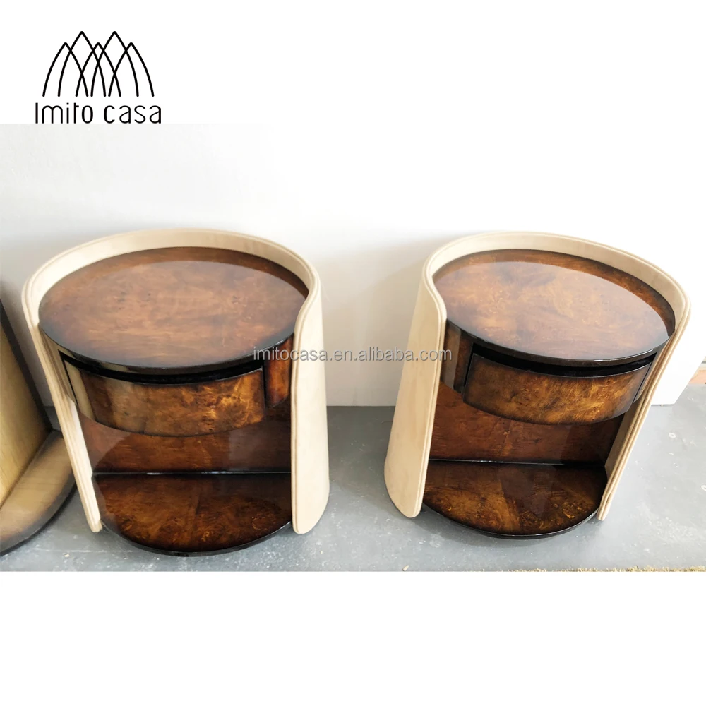 
New Design Italian Bedroom Furniture Glossy Painting Nightstand/ Post-modern Bedside Cabinet/ Entry Lux Veneer Bedside Table 