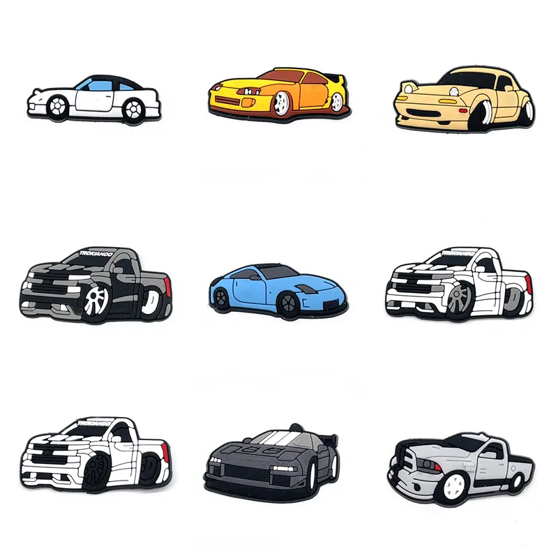 New Custom Racing Car Charms Cartoon Accessories PVC Shoe Decoration For Shoes Girls Kids Party X-mas Gifts designer charms
