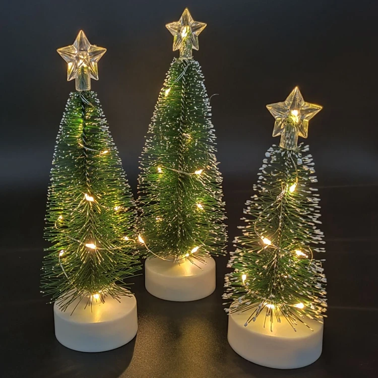 S,M,L Set Decorative Led Christmas Tree Table Top Mini Christmas Tree Cedar With Star For Christmas, Party, Bedroom