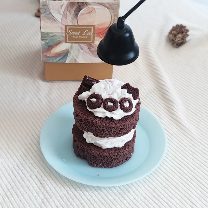 Wholesale Soy Wax Candles Delicious Birthday Cake Chocolate Double Layer Candles Wedding For Guest