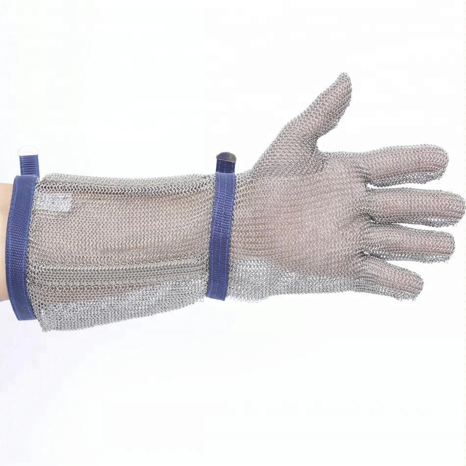 Ant Cut 9 Level EN1082 Chainmail Work Meat Cutting Hand Protect Long Sleeve Stainless Steel Metal Mesh Gloves for Butcher