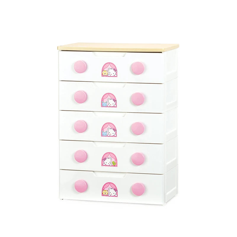 5199 Cuten pink cartoon bedroom kids furniture wooden top cabinet cloth storage