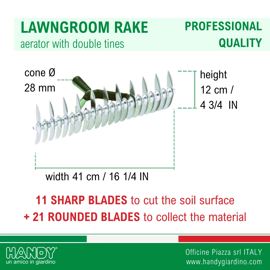 Professional quality Italian production high strength steel aerator 32 tines for garden care