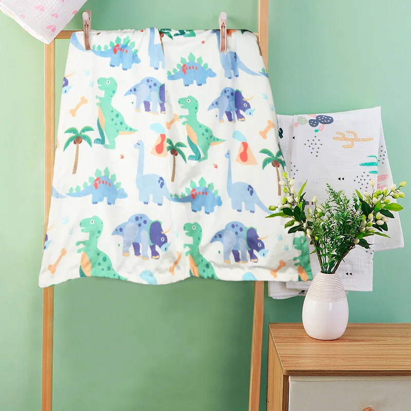 double beanie super soft baby fox print fabric winter blanket unisex plush comfort blanket newborn four seasons cover blankets