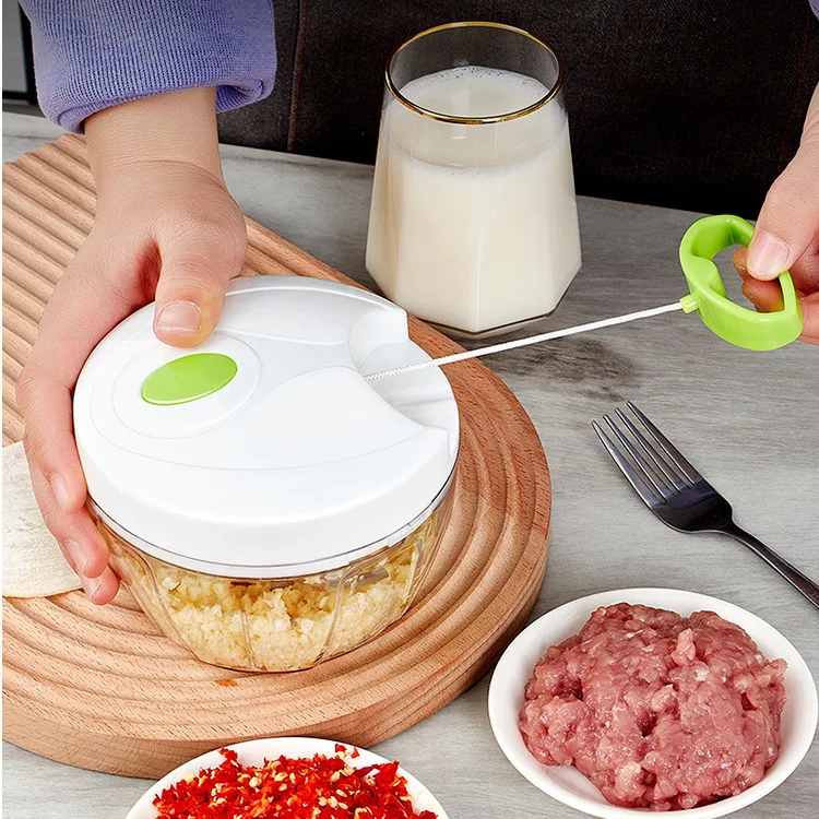 Manual drawstring garlic press transparent minced food machine multifunctional