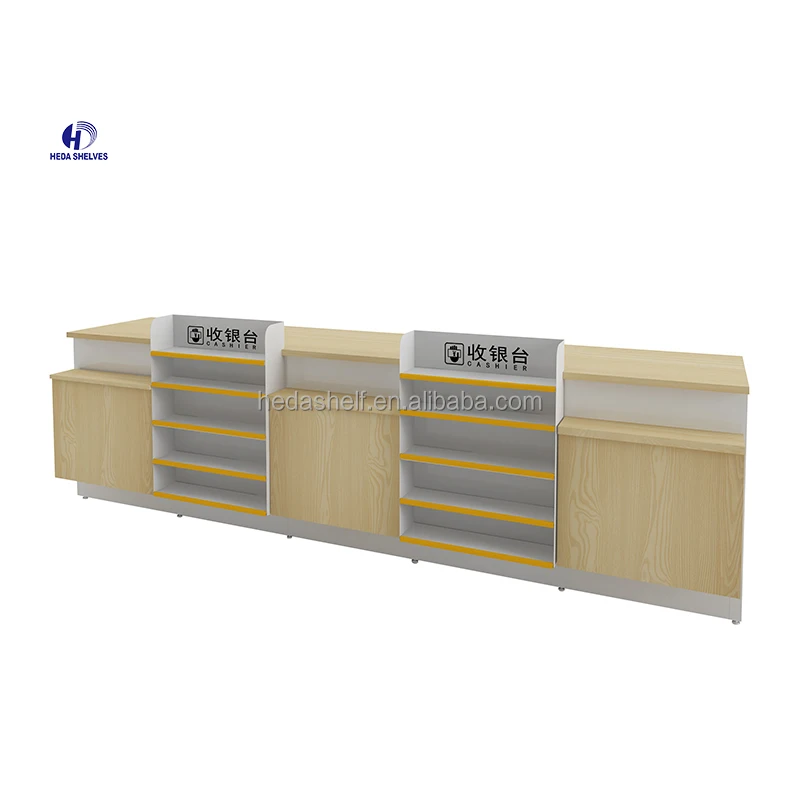 Modern Design Retail Shop Supermarket Wooden Checkout Counters