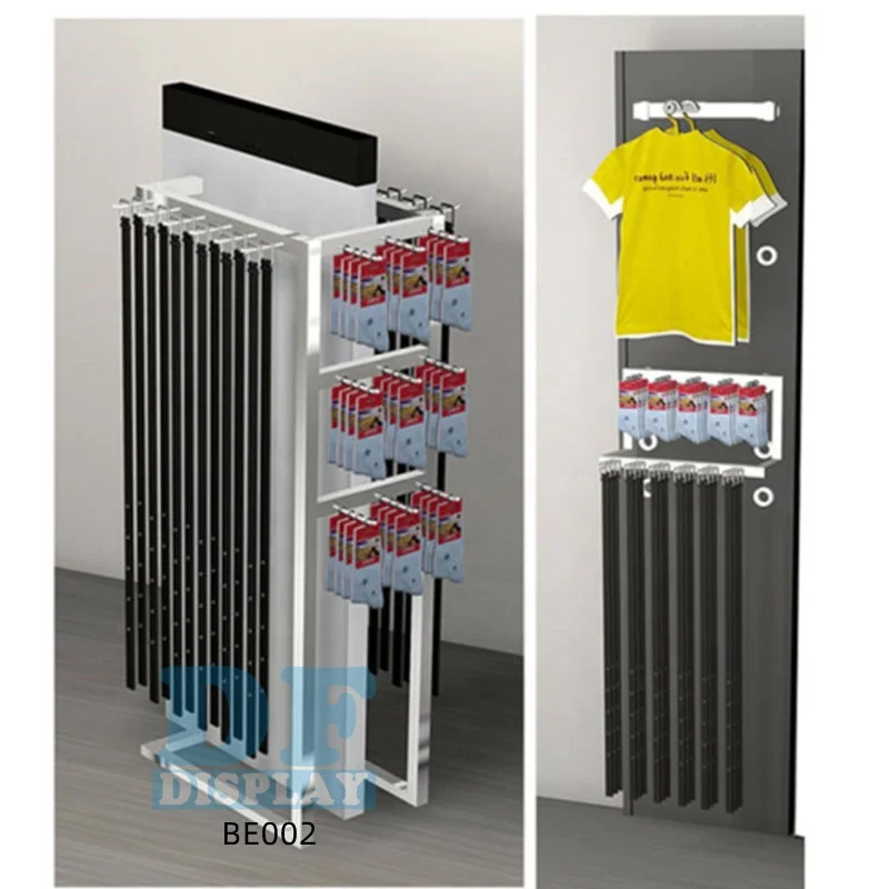 BE002Floor standing belt rack garment store metal display rack for socks and belt  Metal Floor Rotate Belt Scarf Display